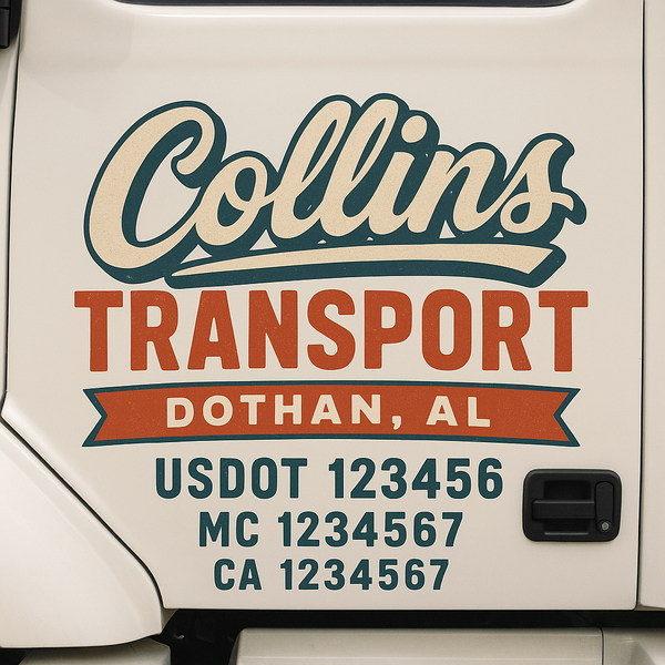 Custom Truck Door Decal Sticker Lettering For Semi-Trucks, Work Trucks, Box Trucks For USDOT Compliance