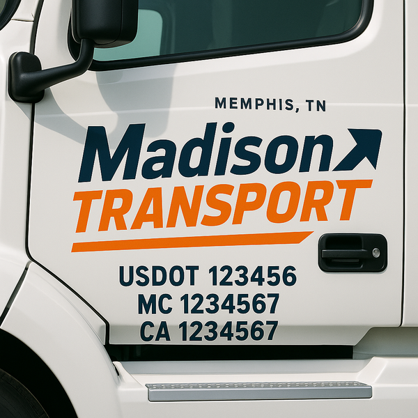 Custom Truck Door Decal Sticker Lettering For Semi-Trucks, Work Trucks, Box Trucks For USDOT Compliance