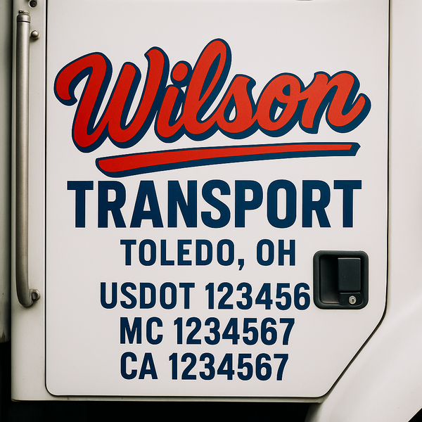 Custom Truck Door Decal Sticker Lettering For Semi-Trucks, Work Trucks, Box Trucks For USDOT Compliance