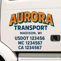 Custom Truck Door Decal Sticker Lettering For Semi-Trucks, Work Trucks, Box Trucks For USDOT Compliance