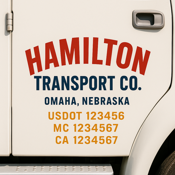 Custom Truck Door Decal Sticker Lettering For Semi-Trucks, Work Trucks, Box Trucks For USDOT Compliance