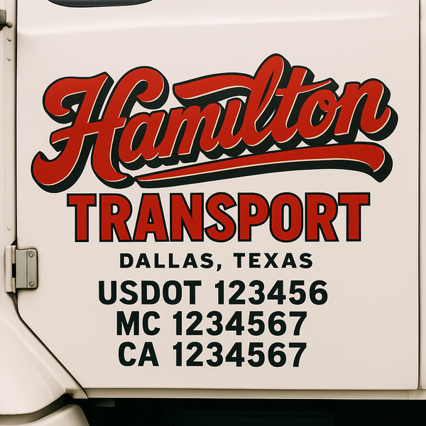 Custom Truck Door Decal Sticker Lettering For Semi-Trucks, Work Trucks, Box Trucks For USDOT Compliance