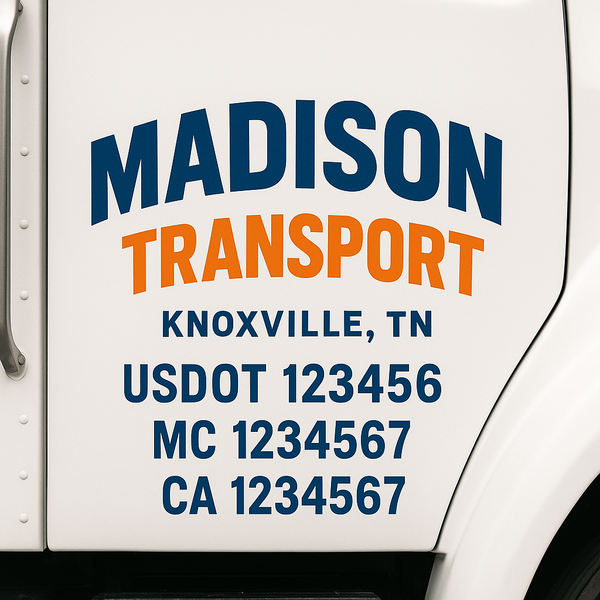 Custom Truck Door Decal Sticker Lettering For Semi-Trucks, Work Trucks, Box Trucks For USDOT Compliance