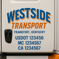 Custom Truck Door Decal Sticker Lettering For Semi-Trucks, Work Trucks, Box Trucks For USDOT Compliance