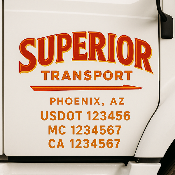 Custom Truck Door Decal Sticker Lettering For Semi-Trucks, Work Trucks, Box Trucks For USDOT Compliance