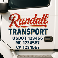 Custom Truck Door Decal Sticker Lettering For Semi-Trucks, Work Trucks, Box Trucks For USDOT Compliance