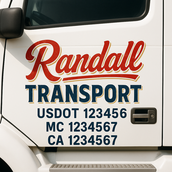 Custom Truck Door Decal Sticker Lettering For Semi-Trucks, Work Trucks, Box Trucks For USDOT Compliance