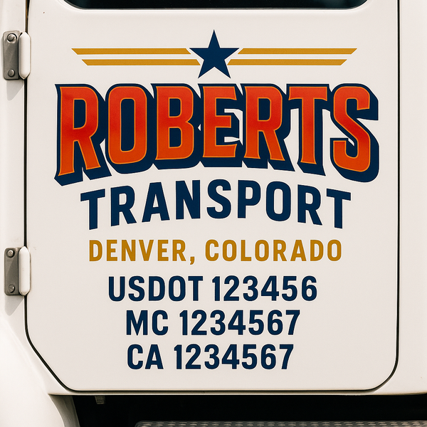 Custom Truck Door Decal Sticker Lettering For Semi-Trucks, Work Trucks, Box Trucks For USDOT Compliance