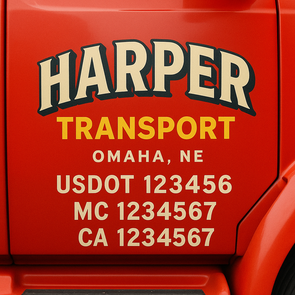 Custom Truck Door Decal Sticker Lettering For Semi-Trucks, Work Trucks, Box Trucks For USDOT Compliance