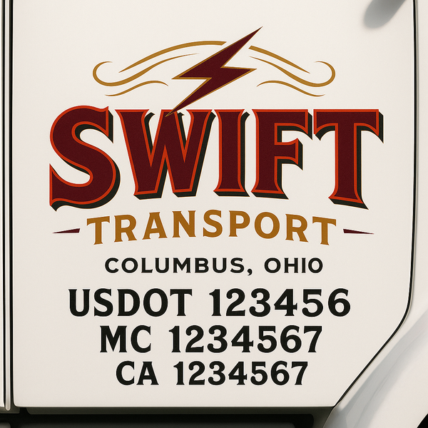 Custom Truck Door Decal Sticker Lettering For Semi-Trucks, Work Trucks, Box Trucks For USDOT Compliance