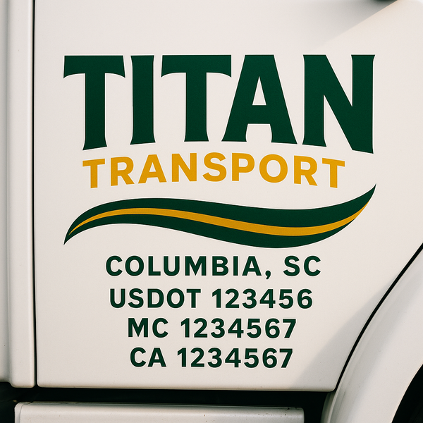 Custom Truck Door Decal Sticker Lettering For Semi-Trucks, Work Trucks, Box Trucks For USDOT Compliance