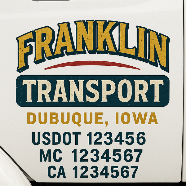 Custom Truck Door Decal Sticker Lettering For Semi-Trucks, Work Trucks, Box Trucks For USDOT Compliance