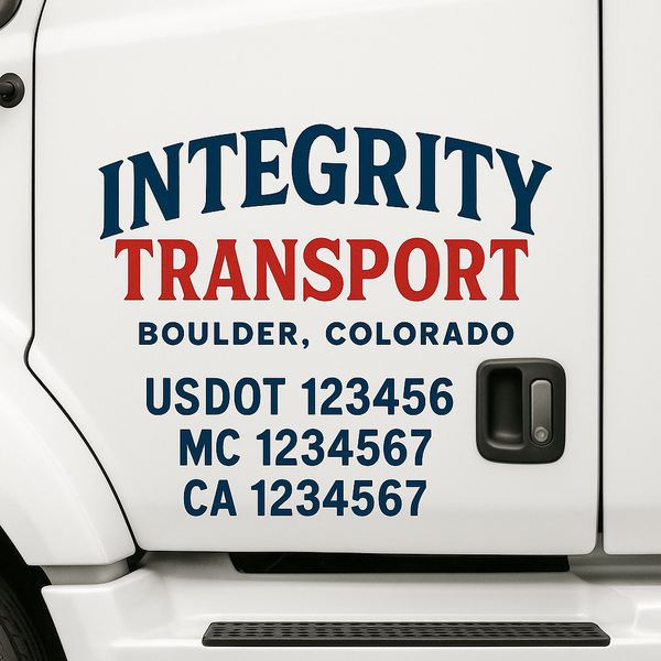 Custom Truck Door Decal Sticker Lettering For Semi-Trucks, Work Trucks, Box Trucks For USDOT Compliance