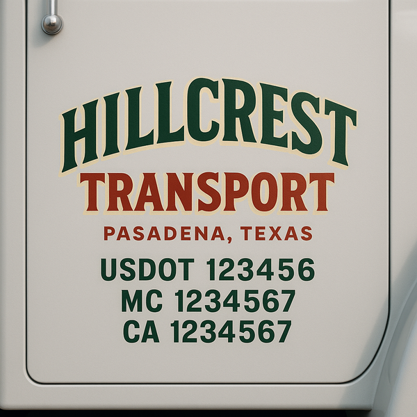 Custom Truck Door Decal Sticker Lettering For Semi-Trucks, Work Trucks, Box Trucks For USDOT Compliance
