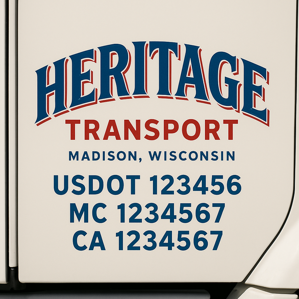 Custom Truck Door Decal Sticker Lettering For Semi-Trucks, Work Trucks, Box Trucks For USDOT Compliance
