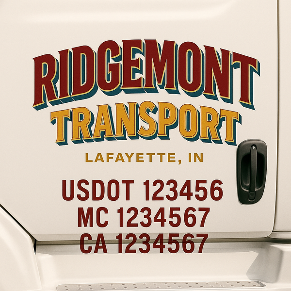 Custom Truck Door Decal Sticker Lettering For Semi-Trucks, Work Trucks, Box Trucks For USDOT Compliance