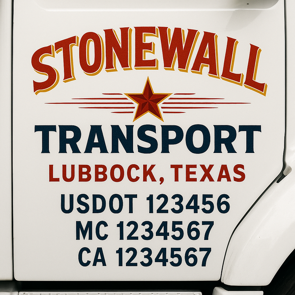 Custom Truck Door Decal Sticker Lettering For Semi-Trucks, Work Trucks, Box Trucks For USDOT Compliance