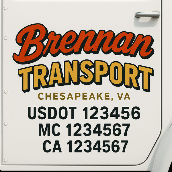 Custom Truck Door Decal Sticker Lettering For Semi-Trucks, Work Trucks, Box Trucks For USDOT Compliance