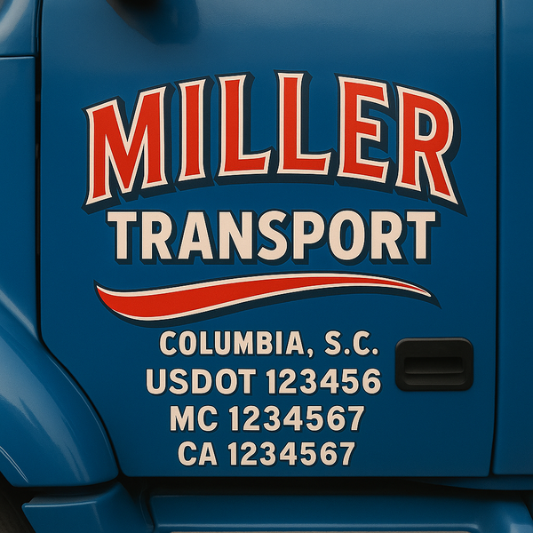 Custom Truck Door Decal Sticker Lettering For Semi-Trucks, Work Trucks, Box Trucks For USDOT Compliance