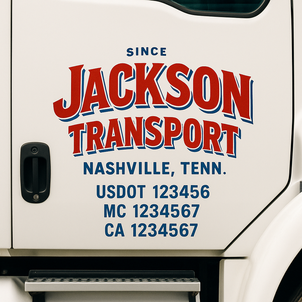 Custom Truck Door Decal Sticker Lettering For Semi-Trucks, Work Trucks, Box Trucks For USDOT Compliance