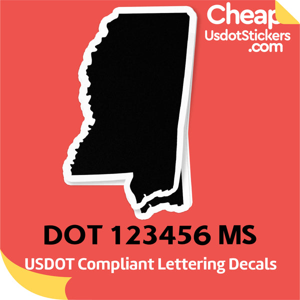 USDOT Number Sticker Decal Mississippi (Set of 2)
