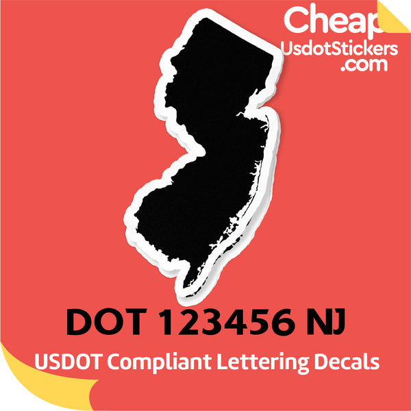 USDOT Number Sticker Decal New Jersey (Set of 2)