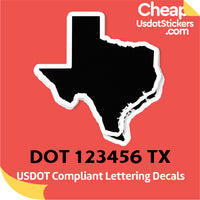 USDOT Number Sticker Decal Texas (Set of 2)