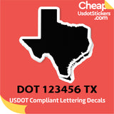 USDOT Number Sticker Decal Texas (Set of 2)