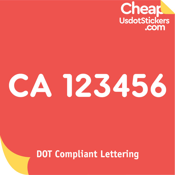 CA Number Sticker Decal (Set of 2)