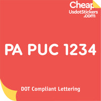 PA PUC Number Sticker Decal (Set of 2)