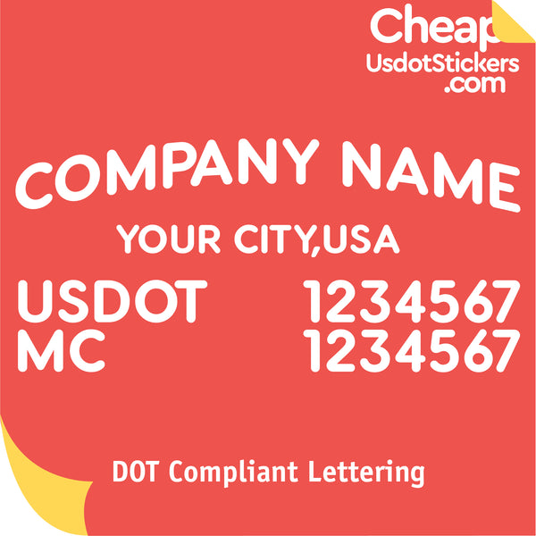 Arched Company Name with Location, USDOT & MC Lettering Decal (Set of 2)
