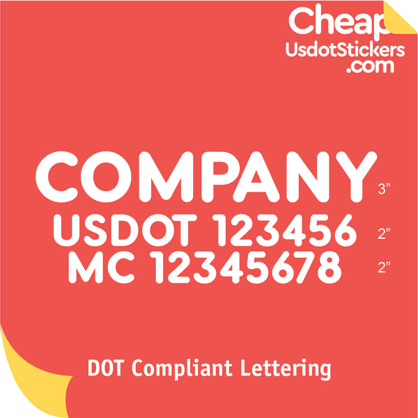Transport Company Name Door Lettering with USDOT & MC Number Decal Sticker (Set of 2)
