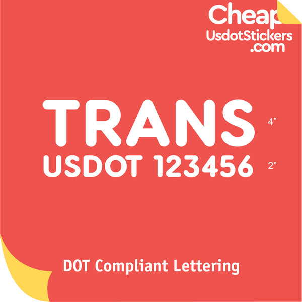 Transportation Name with USDOT Number Lettering Decal Sticker (Set of 2)
