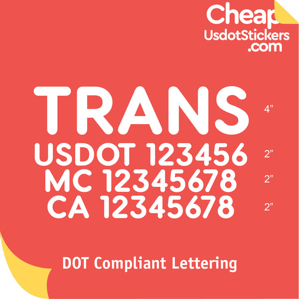 Transport Truck Door Decal with USDOT, MC & CA Number Lettering Decal (Set of 2)