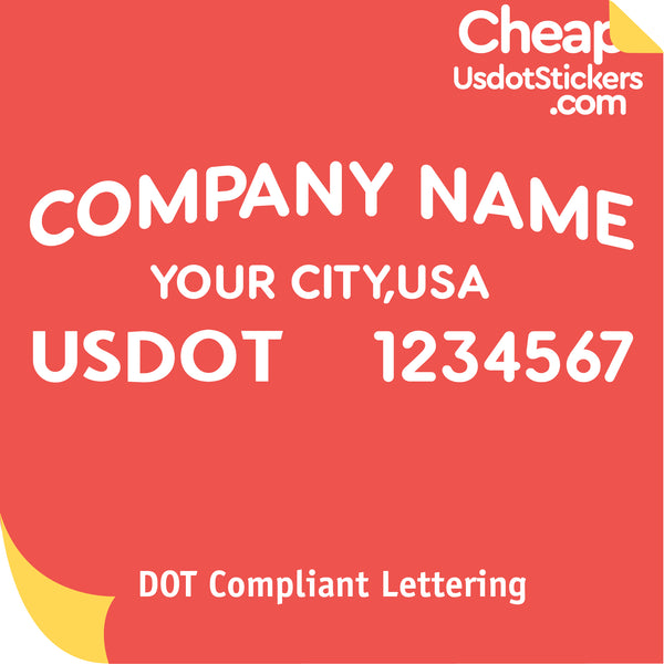 Company Name Door Lettering with Origin City & USDOT Number Decal Sticker (Set of 2)
