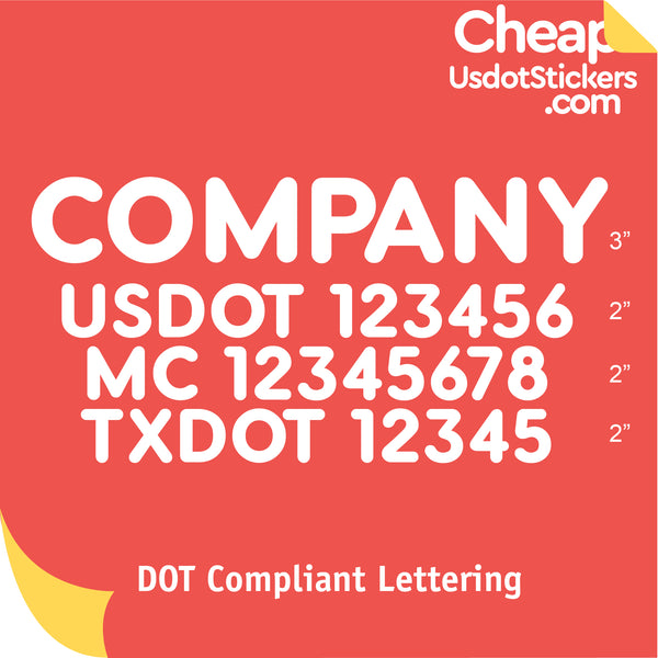 Company Name Truck Door Decal with USDOT, MC & TXDOT Sticker (Set of 2)