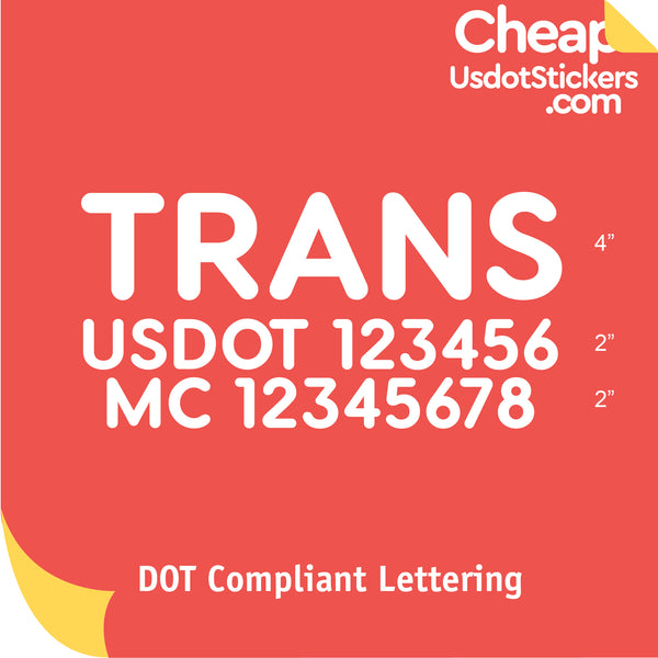 Transportation Name with USDOT & MC Number Lettering Decal Sticker (Set of 2)
