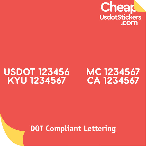 USDOT, MC, KYU & CA Number Decal Lettering (Set of 2)