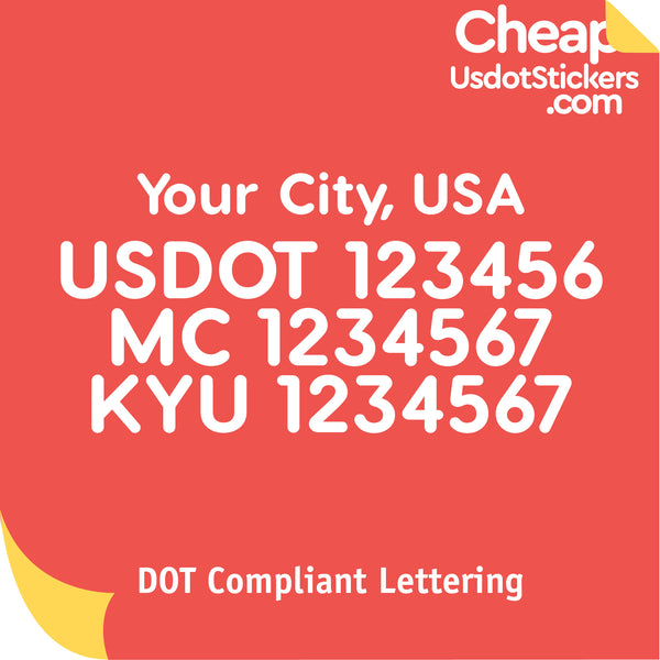 City, USDOT, MC & KYU Truck Door Decal Lettering (Set of 2)
