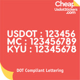 US DOT, MC & KYU Number Decal Sticker Lettering (Set of 2)