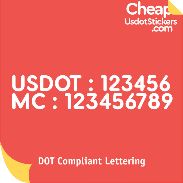 US DOT & MC Number Lettering Decal Sticker (Set of 2)