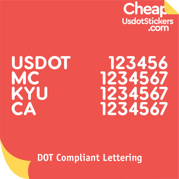 US DOT, MC, KYU & CA Number Decal Sticker (Set of 2)