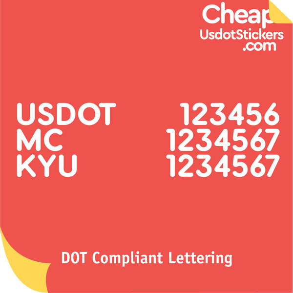DOT, MC & KYU Number Decal Sticker Lettering (Set of 2)