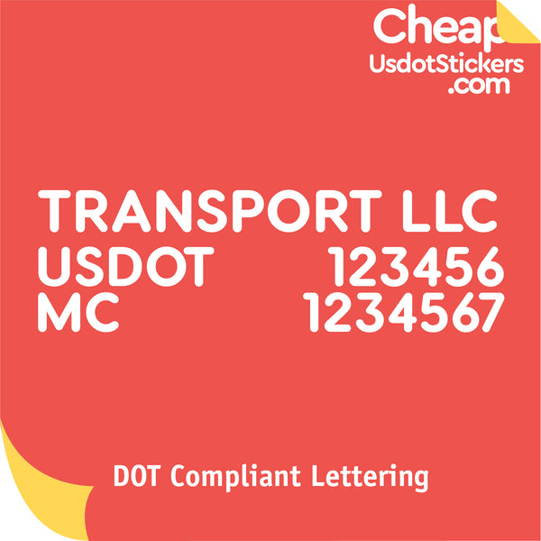 Transport Company Name with USDOT & MC Truck Door Lettering Decal Sticker (Set of 2)