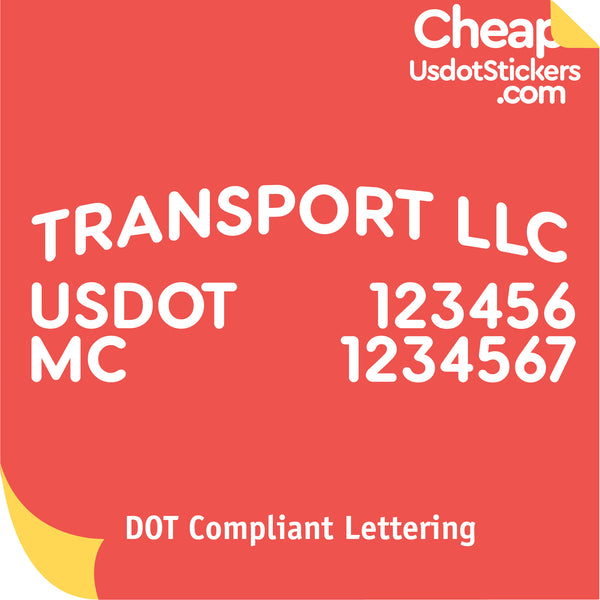 Arched Transport Company Name with USDOT & MC Truck Door Lettering Decal Sticker (Set of 2)