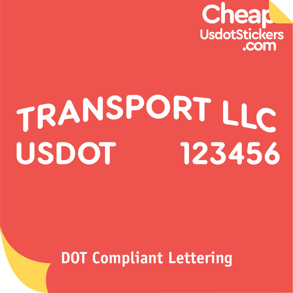 Arched Transport Name with USDOT Number Lettering Decal Sticker (Set of 2)