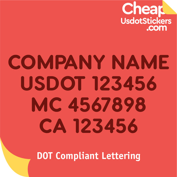 Company Name with USDOT, MC & CA Number Decal Lettering (Set of 2)