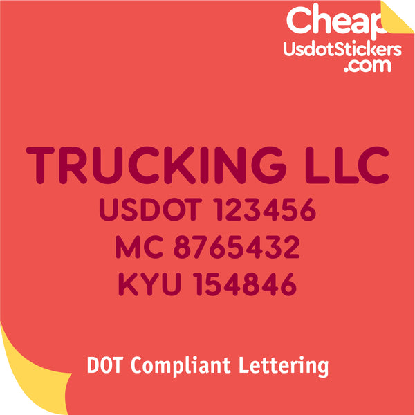 Trucking Name, USDOT, MC & KYU Number Sticker Decal (Set of 2)