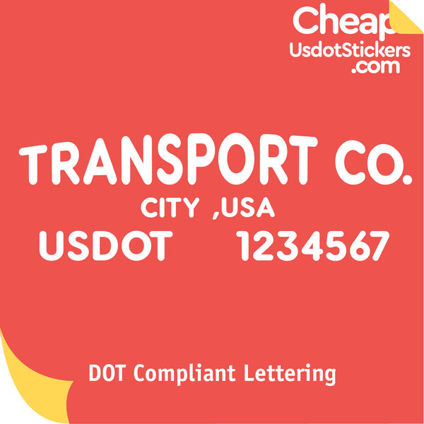 Arched Transport Company Name with Origin City & USDOT Number Decal (Set of 2)