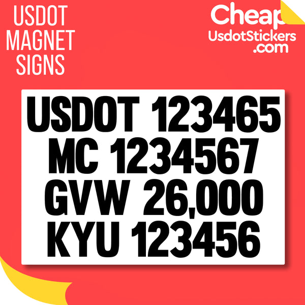 usdot mc gvw kyu magnetic signs